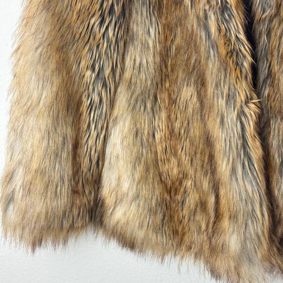 Bebe Glam Faux Fur Coat Women’s M Natural Brown Tan Jacket NWT Winter Holiday - Picture 7 of 15